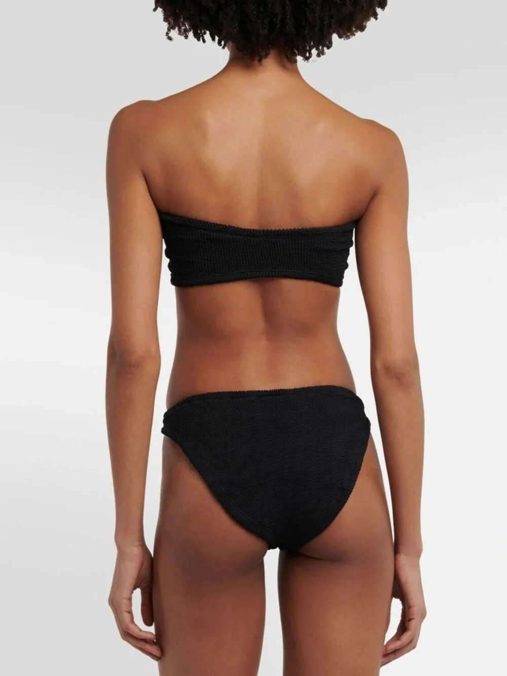 New Hunza G Bikini Set Nicole Heart Bandeau Strapless Jessica Jean Silver Black